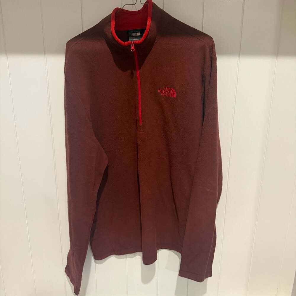 The North Face Men's Maroon 1/4 Zip Fleece Pullover Jacket Size L